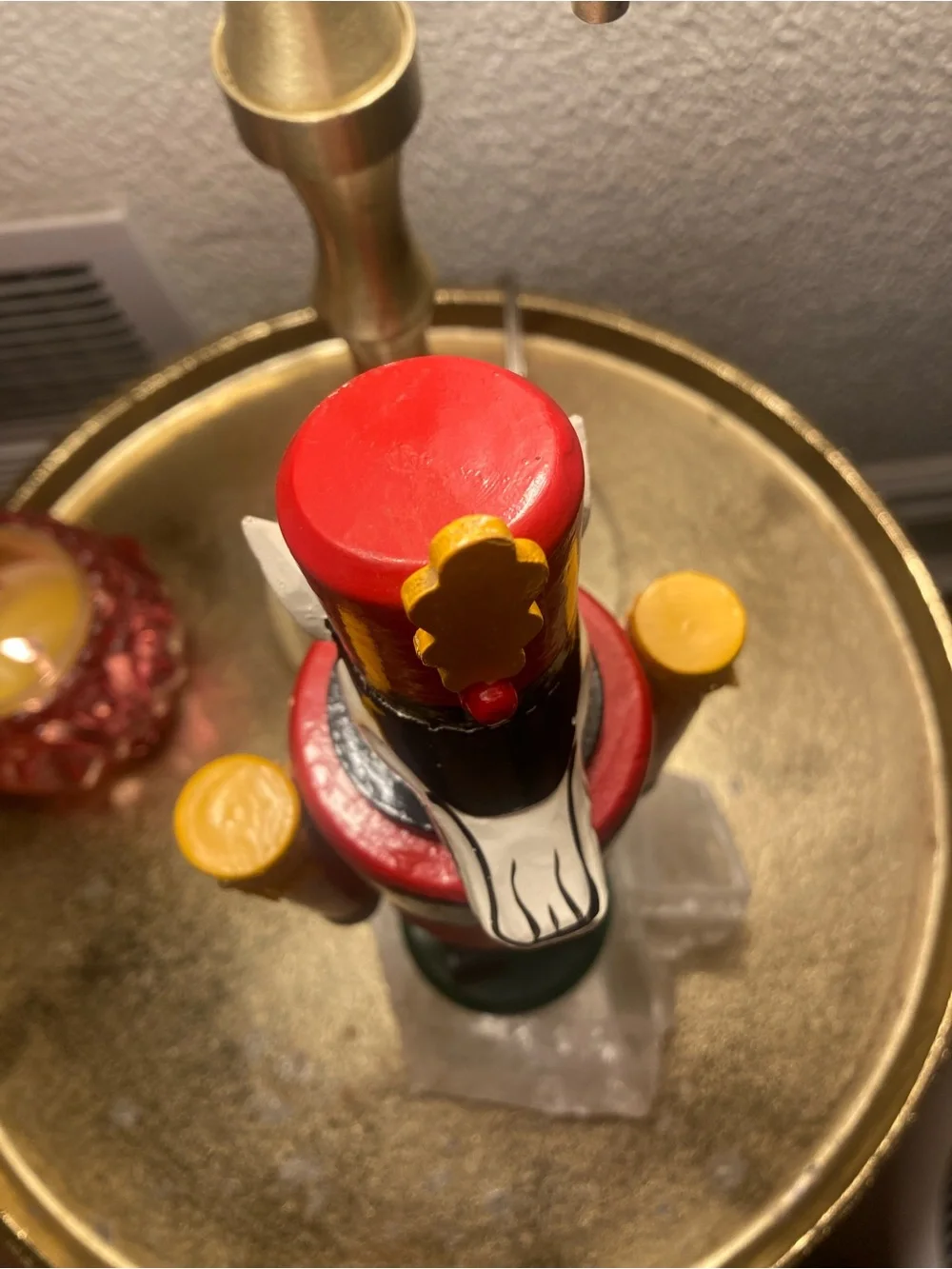 SWANK Red and Green Festive Wooden Nutcracker with Gold Trim